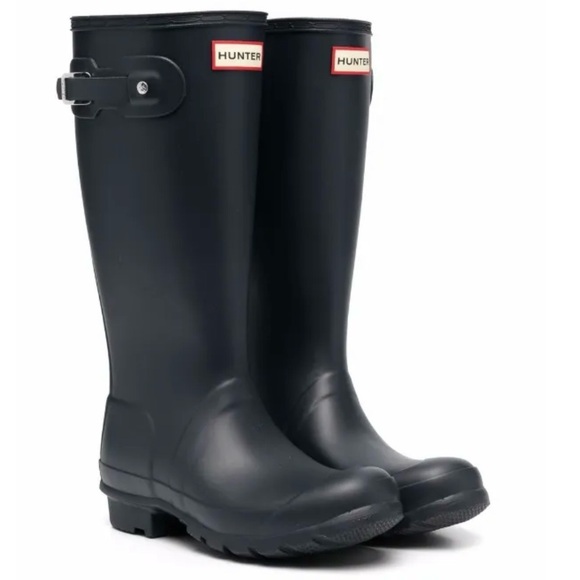 HUNTER Original Tall Wellington Matte Black Reflective Waterproof Rain Boots - Picture 2 of 10